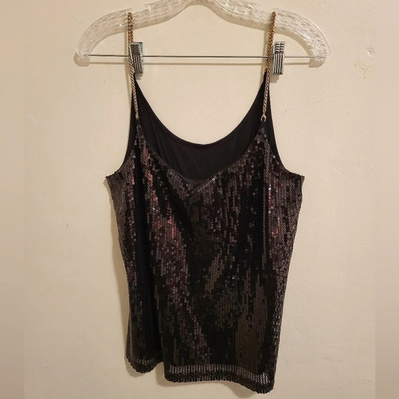 Tops - Women's 2-Layer Sequin Chain Spaghetti Strap Tank Top